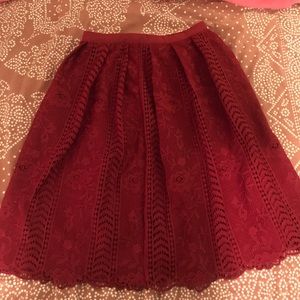 Red floral-lace midi skirt  from Francesca’s ❤️🌷